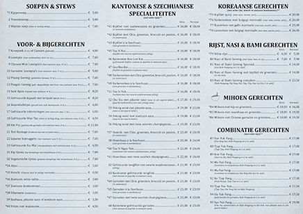 Afhaalprijslijst